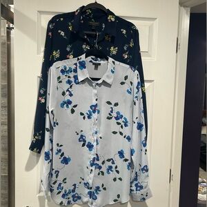 🌸Set of 2 Long Sleeve Blouses- Size Large- Banana Republic & Ann Taylor